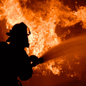 firefighter putting out a fire